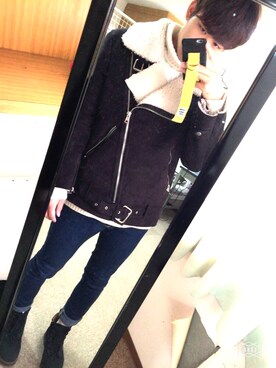 「no brand（ノーブランド）のアイテム（ムートンコート）」を使った、ㅅかぐちさん（メンズ・175cm）の秋コーディネート