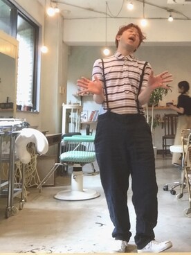 「爽やかコーデ」｜「アイテム（オールインワン・サロペット）」を使った、KOHNOさん（メンズ・162cm）の夏コーディネート