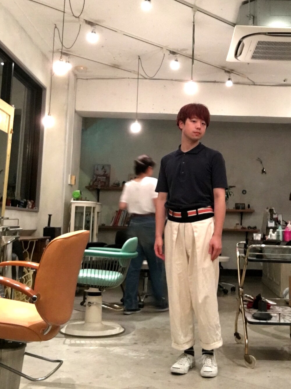「夏コーデ、summer、シャツスタイル、ポロシャツ、ワイドパンツ、タックイン、スニーカー、プチプラ」｜「UNIQLOのMEN スーピマコットンポロシャツ（半袖）＋E（ポロシャツ、ブルー系）」を使った、KOHNOさん（メンズ・162cm）の夏コーディネートの1枚目の写真