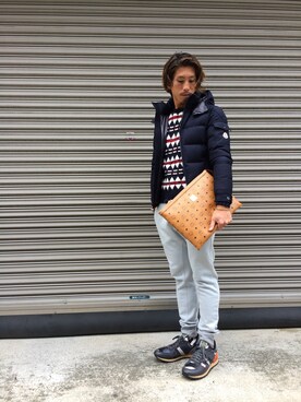 「L.H.P（エルエイチピー）のアイテム（クラッチバッグ）」を使った、よしやす(34歳)さん（メンズ・173cm）の秋コーディネート