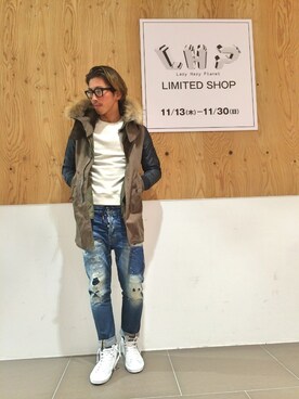 「L.H.P（エルエイチピー）のアイテム（モッズコート）」を使った、よしやす(34歳)さん（メンズ・175cm）の秋コーディネート