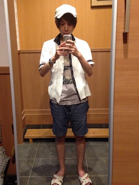 「TAKEO KIKUCHI（タケオキクチ）のアイテム（アクセサリー）」を使った、さくま ゆうほさん（メンズ・166cm）の夏コーディネート