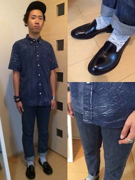 「N.HOOLYWOOD（N.ハリウッド）のアイテム（その他シューズ）」を使った、たいちとみいさん（メンズ・178cm）の秋コーディネート