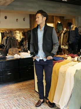 「JOURNAL STANDARD relume（ジャーナルスタンダード　レリューム）のアイテム（スタジャン）」を使った、hirokiさん（メンズ・175cm）の秋コーディネート