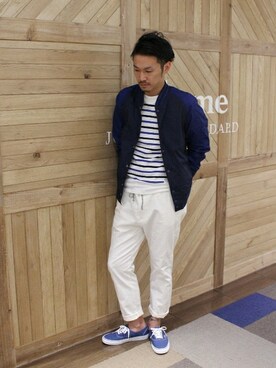 「JOURNAL STANDARD relume（ジャーナルスタンダード　レリューム）のアイテム（スタジャン）」を使った、hirokiさん（メンズ・175cm）の春コーディネート