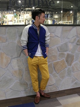 「JOURNAL STANDARD relume（ジャーナルスタンダード　レリューム）のアイテム（スタジャン）」を使った、hirokiさん（メンズ・175cm）の春コーディネート