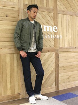 「JOURNAL STANDARD relume（ジャーナルスタンダード　レリューム）のアイテム（ミリタリージャケット）」を使った、hirokiさん（メンズ・175cm）の秋コーディネート