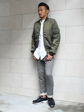 「Alpha Industries（アルファインダストリーズ）のアイテム（ブルゾン）」を使った、hirokiさん（メンズ・175cm）の秋コーディネート