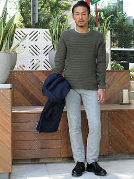 「ワッフル」｜「アイテム（MA-1）」を使った、hirokiさん（メンズ・175cm）の秋コーディネート