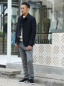 「JOURNAL STANDARD relume（ジャーナルスタンダード　レリューム）のアイテム（ピーコート）」を使った、hirokiさん（メンズ・175cm）の秋コーディネート