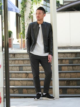 「JOURNAL STANDARD relume（ジャーナルスタンダード　レリューム）のアイテム（ライダースジャケット）」を使った、hirokiさん（メンズ・175cm）の冬コーディネート