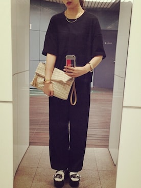 「MONKI（モンキ）のアイテム（サンダル）」を使った、momocoさん（レディース・163cm）の夏コーディネート