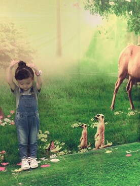 「GLOBAL WORK（グローバルワーク）のアイテム（オールインワン・サロペット）」を使った、Cindyさん（キッズ・90cm）の秋コーディネート