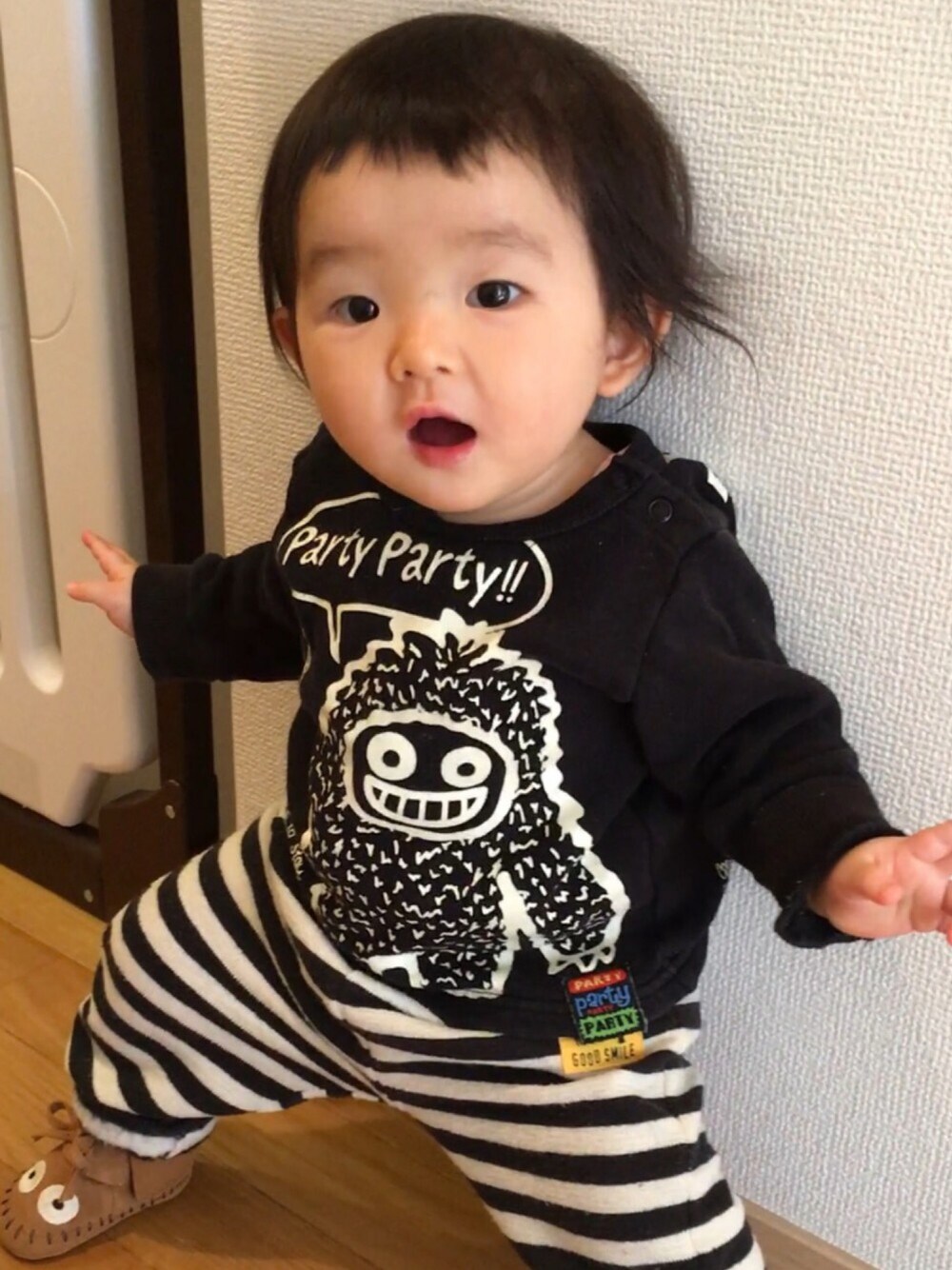 「1歳、保育園」｜「今日水曜日…のアイテム（その他、ブラック系）」を使った、nana⭐︎🌙さん（キッズ・70cm）の秋コーディネートの1枚目の写真