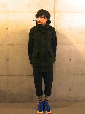 「靴下チラ見せ」｜「アイテム（モッズコート）」を使った、KIRITANBOさん（メンズ・175cm）の冬コーディネート