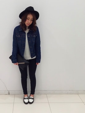 「GRL（グレイル）のアイテム（デニムジャケット）」を使った、chinamiさん（レディース・152cm）の冬コーディネート