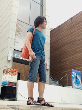「アイテム（ポーチ、オレンジ系）」を使った、Vinceさん（メンズ・163cm）の夏コーディネート
