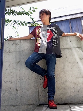 「アーミー」｜「アイテム（ブーツ）」を使った、Vinceさん（メンズ・163cm）の夏コーディネート