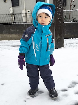 「アイテム（ナイロンジャケット）」を使った、AOさん（キッズ・100cm）の冬コーディネート