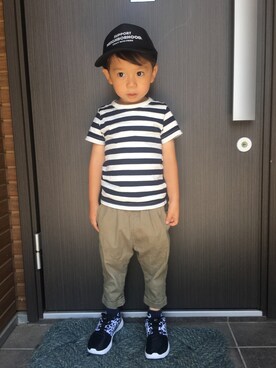 「NEIGHBORHOOD ONE THIRD（ネイバーフッドワンサード）のアイテム」を使った、AOさん（キッズ・100cm）の春コーディネート