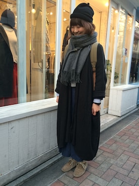 「大判ストール」｜「アイテム（その他アウター）」を使った、YARRA吉祥寺店さん（レディース・159cm）の冬コーディネート
