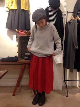 「アイテム（スカート、オレンジ系）」を使った、YARRA吉祥寺店さん（レディース・151cm）の冬コーディネート