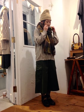 「Odds（オッズ）のアイテム（帽子）」を使った、YARRA吉祥寺店さん（レディース・151cm）の冬コーディネート