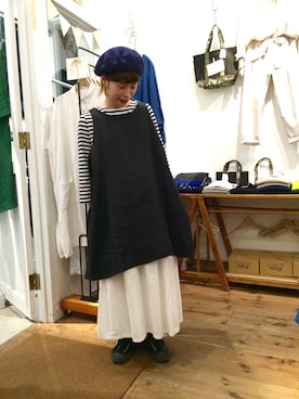 「白スカート」｜「アイテム（チュニック）」を使った、YARRA吉祥寺店さん（レディース・151cm）の冬コーディネート