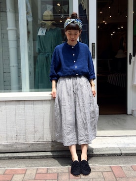 「アイテム（ヘアアクセサリー、ブルー系）」を使った、YARRA吉祥寺店さん（レディース・152cm）の夏コーディネート