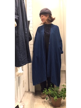 「ガウンコート」｜「アイテム（オールインワン・サロペット）」を使った、YARRA吉祥寺店さん（レディース・159cm）の秋コーディネート