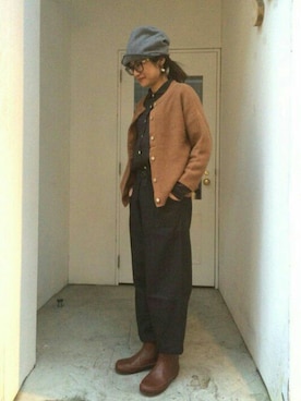 「アイテム（キャスケット、グレー系）」を使った、YARRA吉祥寺店さん（レディース・158cm）の秋コーディネート