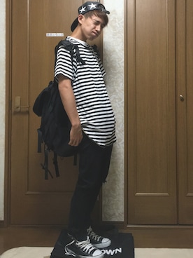 「DANKE SCHON（ダンケシェーン）のアイテム（キャップ）」を使った、みやっちさん（メンズ・174cm）の夏コーディネート
