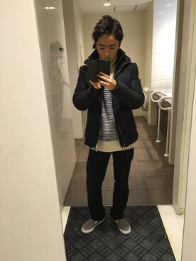 「AKM（エイケイエム）のアイテム（ダウンジャケット/コート）」を使った、yuuki(AKM.REGEBLUE)さん（メンズ・165cm）の冬コーディネート