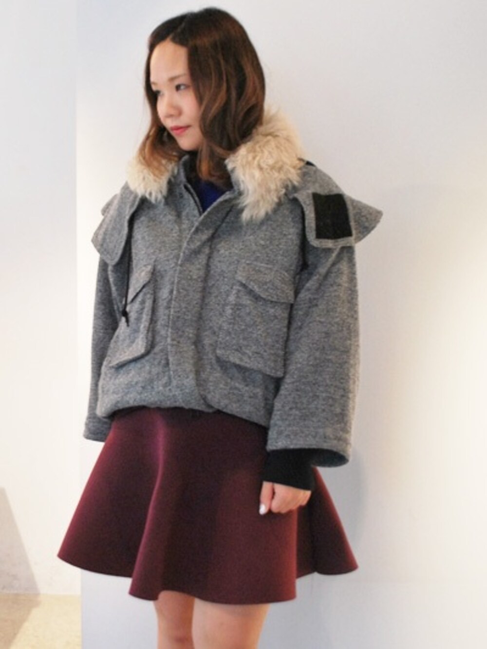 「ENSOR CIVET、cameo」｜「CAMEOのCameo Sapphire Skirt（スカート、その他）」を使った、たちゃぴーさん（レディース・152cm）の秋コーディネートの1枚目の写真