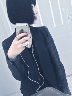「HELMUT LANG（ヘルムートラング）のアイテム（ノーカラージャケット）」を使った、rukaさん（レディース・158cm）の秋コーディネート