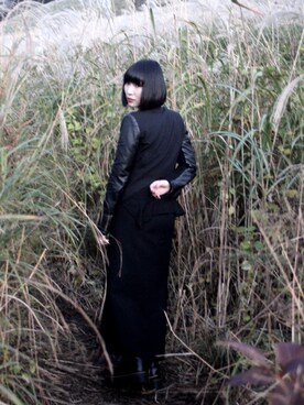 「HELMUT LANG（ヘルムートラング）のアイテム（ノーカラージャケット）」を使った、rukaさん（レディース・158cm）の秋コーディネート