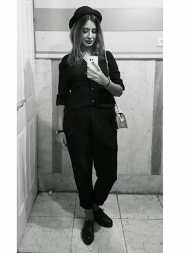 「MANGO（マンゴ）のアイテム（スラックス）」を使った、Rima さん（レディース・170cm）の秋コーディネート