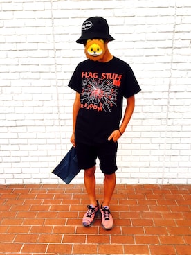「FLAGSTUFF（フラグスタフ）のアイテム（ハット）」を使った、takaさん（メンズ・172cm）の夏コーディネート