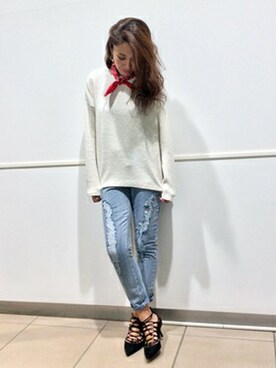 「ボーイフレンドデニム」｜「アイテム（財布/小物）」を使った、azuさん（レディース・165cm）の冬コーディネート