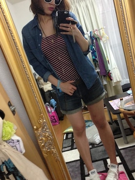 「アイテム（キャミソール、レッド系）」を使った、あやた○さん（レディース・161cm）の夏コーディネート