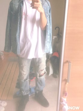 「EDWIN（エドウィン）のアイテム（デニムジャケット、ブルー系）」を使った、昇吾さん（メンズ・181cm）の秋コーディネート