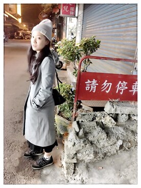 「EMODA（エモダ）のアイテム（フォーマルスーツ/小物）」を使った、Eva Hsiehさん（レディース・156cm）の冬コーディネート