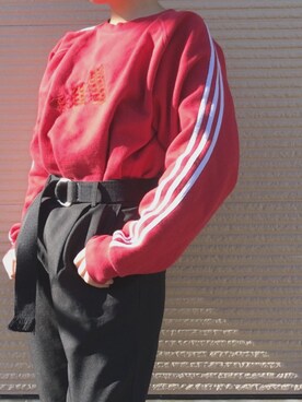 「red」｜「アイテム（サロペット/オーバーオール）」を使った、ズミさん（レディース・147cm）の冬コーディネート