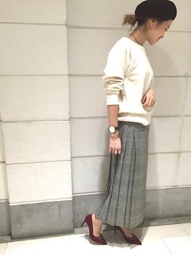 「チドリ柄」｜「アイテム（パンプス）」を使った、Yuri Katouさん（レディース・162cm）の秋コーディネート