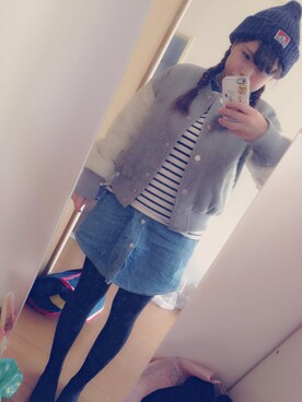 「JEANASIS（ジーナシス）のアウター（ブルゾン、グレー系）」を使った、sakieさん（レディース・152cm）の春コーディネート