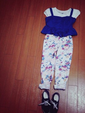 「LOWRYS FARM（ローリーズファーム）のアイテム（その他トップス、ブルー系）」を使った、sakieさん（レディース・152cm）の春コーディネート