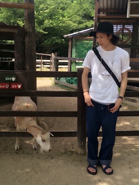 「アイテム（ボディバッグ/ウエストポーチ、イエロー系）」を使った、ARATAさん（メンズ・171cm）の夏コーディネート