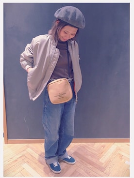 「ROKU」｜「アイテム（ナイロンジャケット）」を使った、minさん（レディース・158cm）の秋コーディネート