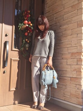 「オールグレー」｜「アイテム（パンプス）」を使った、etsukoさん（レディース・159cm）の冬コーディネート