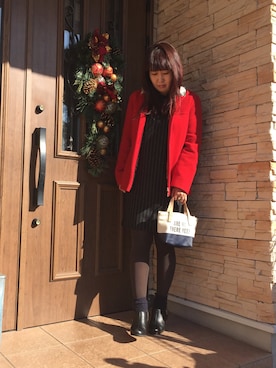 「靴下チラ見せ」｜「アイテム（ブーティ）」を使った、etsukoさん（レディース・159cm）の冬コーディネート